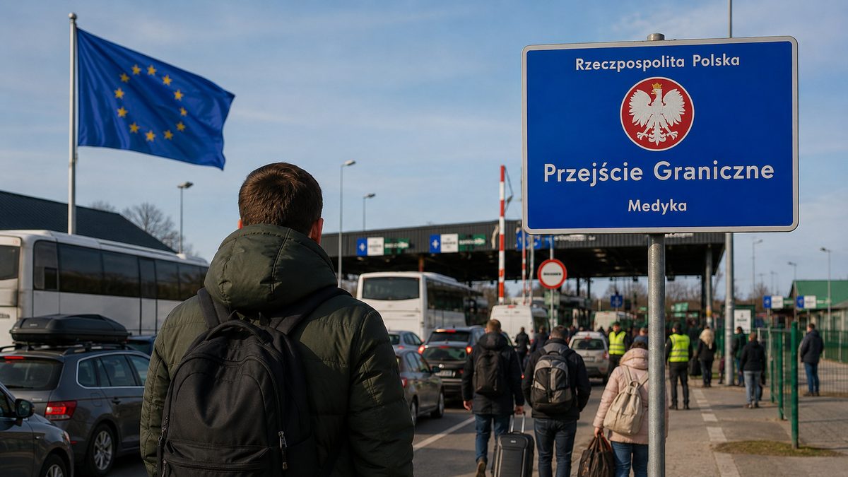 Украинец на пограничном переходе в Польше